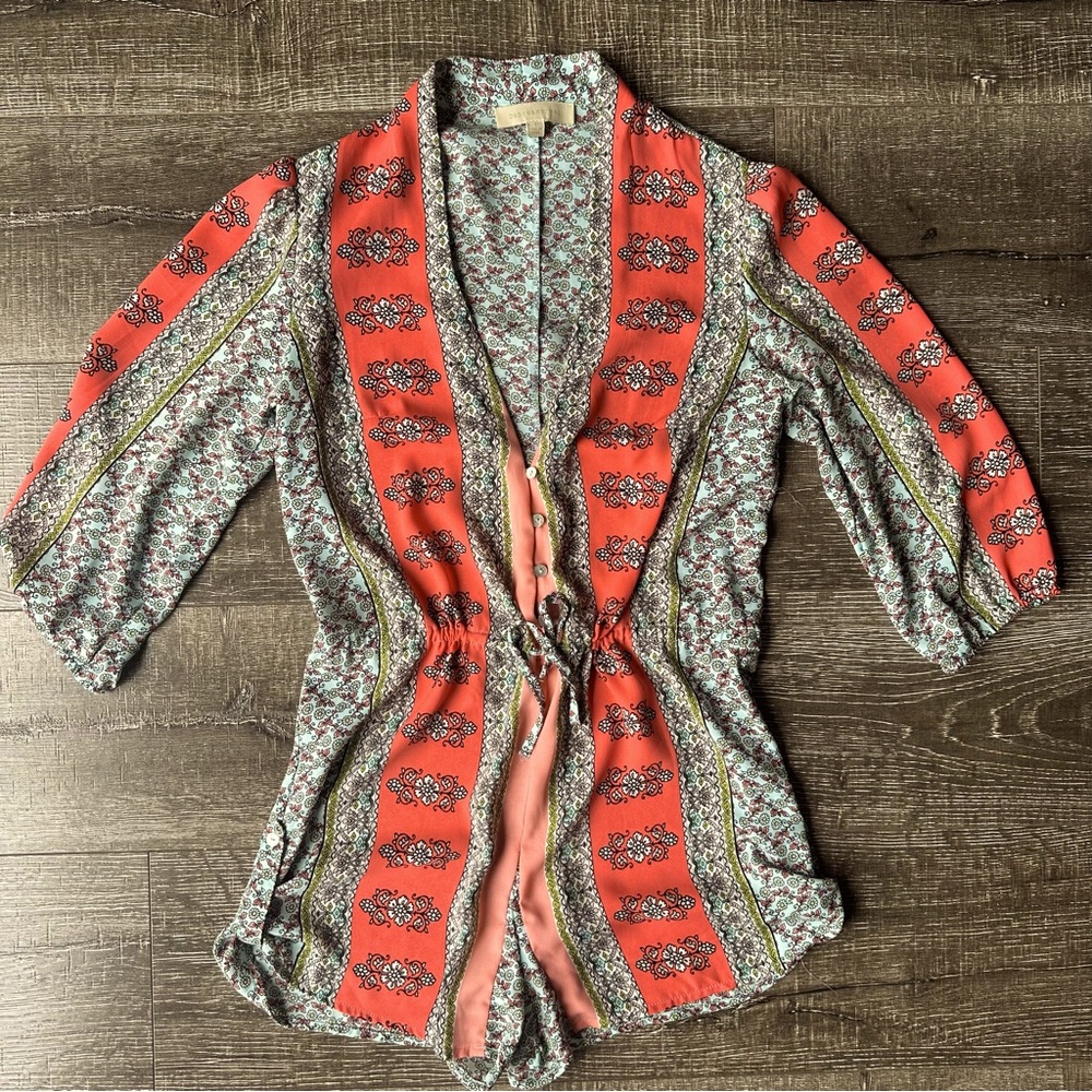 Dance & Marvel Coral and Gray Patterned Jumpsuit